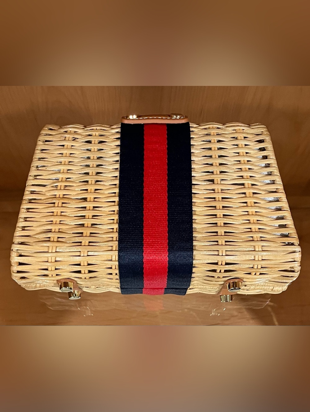 J. McLaughlin Wicker Olivia Clutch Natural Stripe - Picture 16 of 17